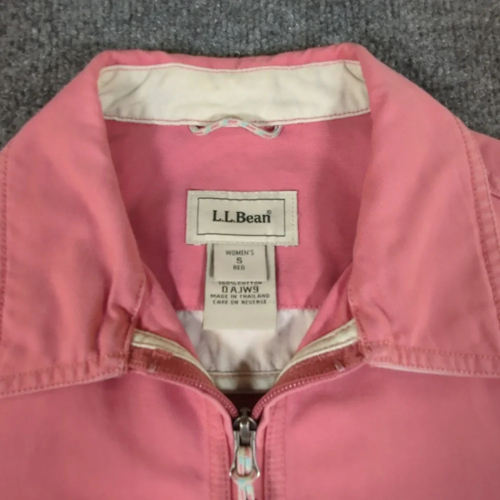 LL Bean Womens Pink Full Zip Cotton Canvas Jacket Small‎ 0AJW9 #2659